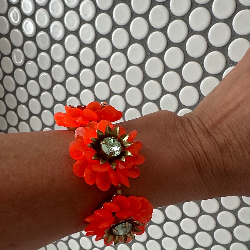 J CREW Vibrant Orange Floral Bracelet
